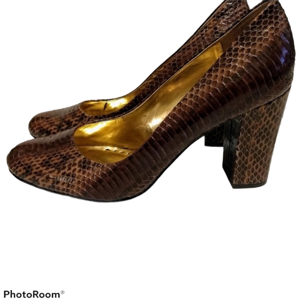 BCBGirls Women's Calista Brown Python Snake Print Pumps